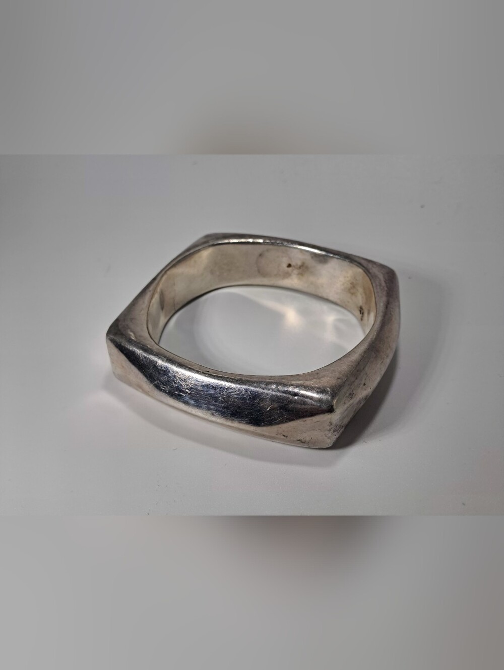Vintage 925 Sterling Silver Geometric Bangle Bracelet